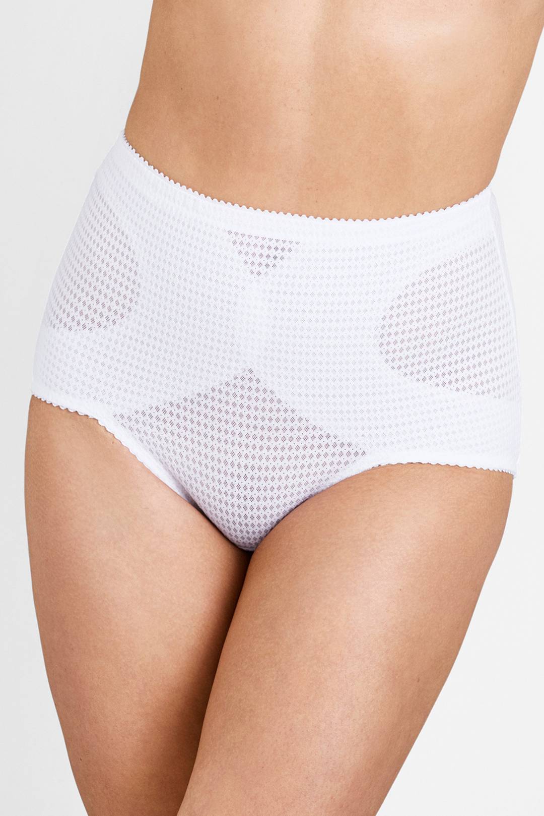 Lycra Control Fit High-Waisted Panties in White & Lace