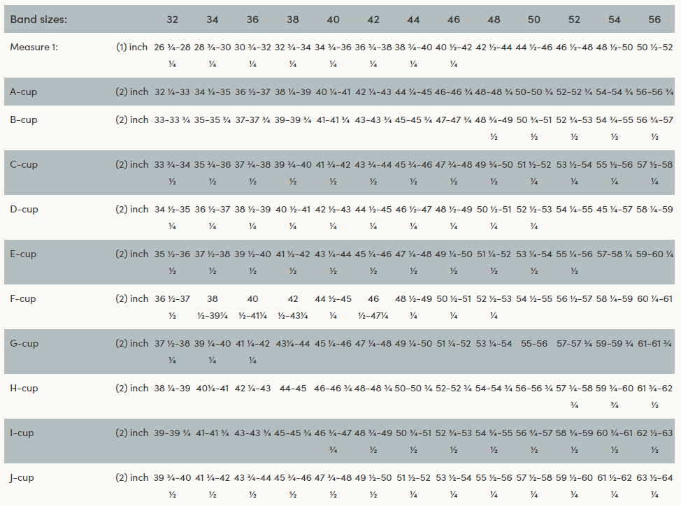 Size Chart (Inches)