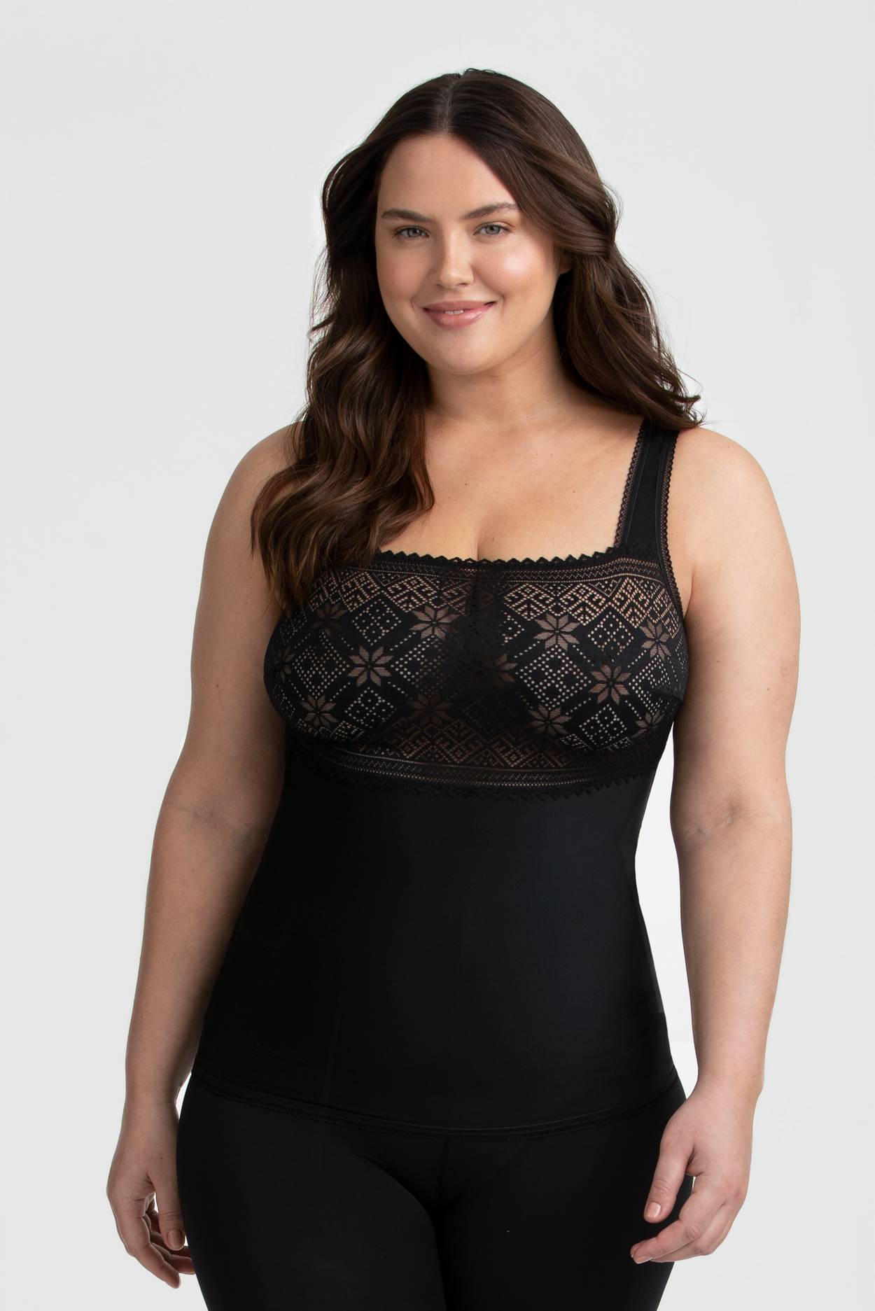Solid Color Loose Elastic Lace Camisole