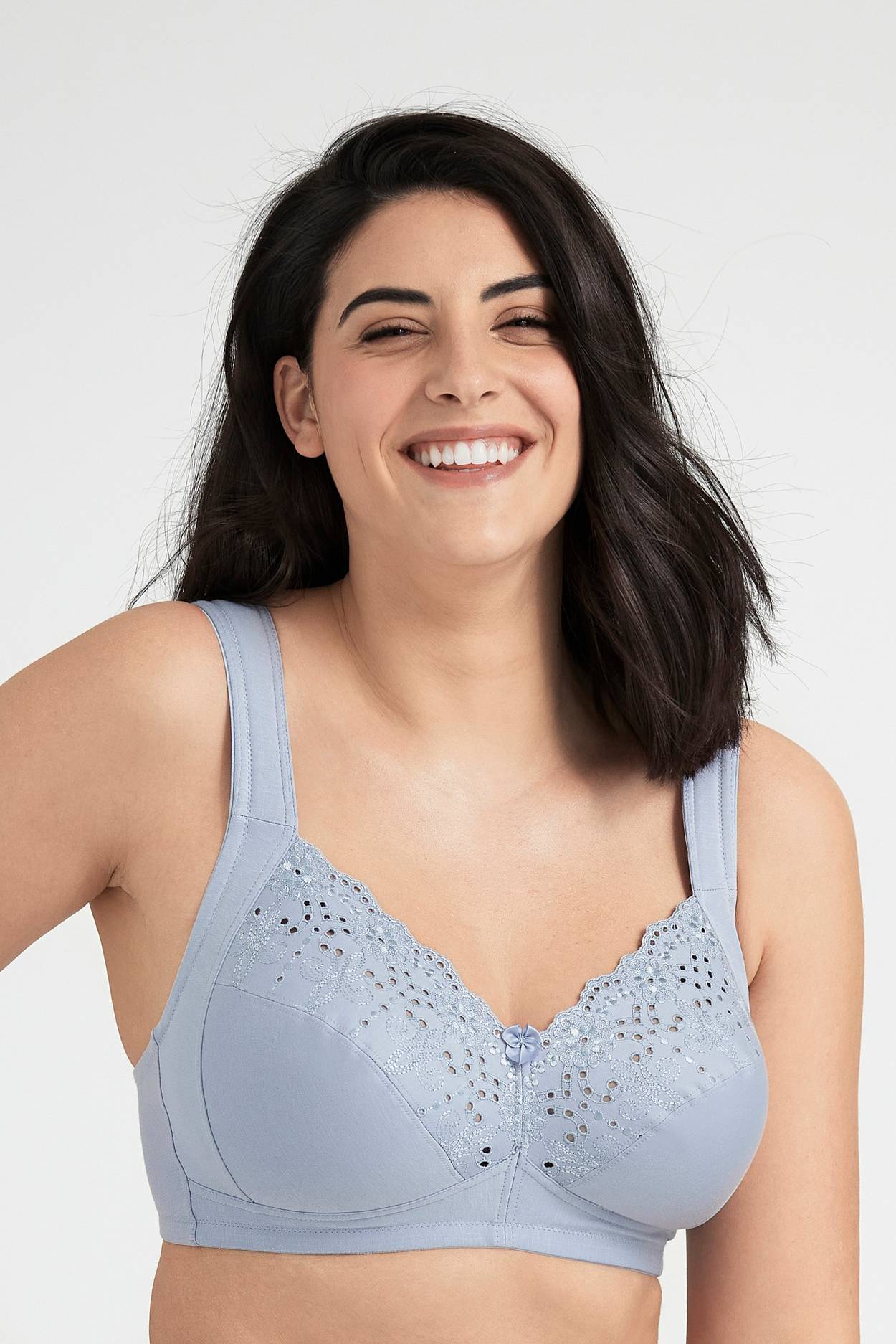 MISS MARY OF SWEDEN Broderie Anglaise Women's Non-Wired Comfort Cotton Bra  Dusty Blue : : Clothing, Shoes & Accessories