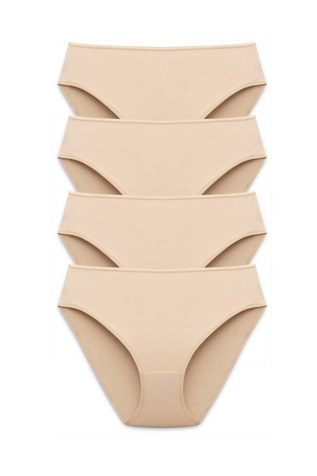 4-pack Basic Cotton tai panty beige