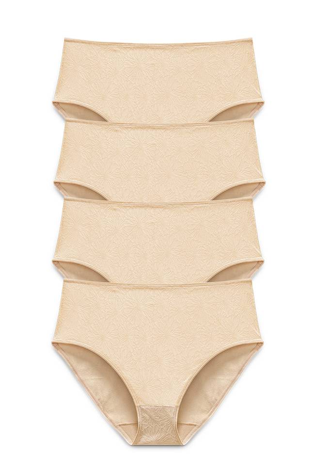 4-pack Invisible Lace midi briefs beige