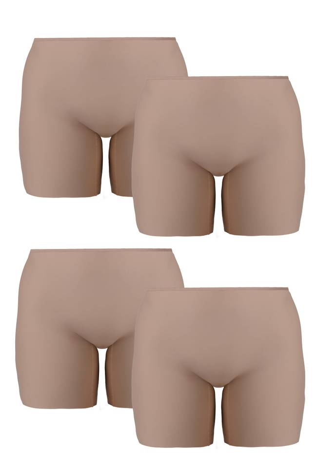 4-pack Cool Sensation slip met lange pijpjes taupe