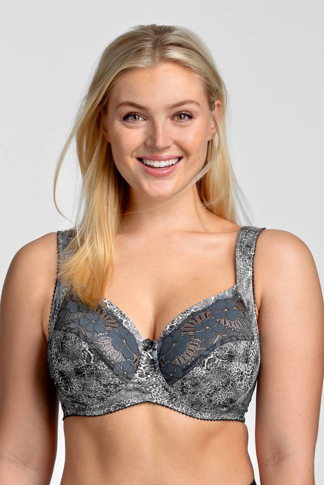  Miss Mary of Sweden Lovely Jacquard Women's Full Coverage Non- Wired Bra Dark Grey 36B : Clothing, Shoes & Jewelry