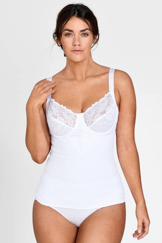 MISS MARY OF SWEDEN Lovely Lace Women's Slimming Camisole with Built-in Bra  Beige : : Clothing, Shoes & Accessories