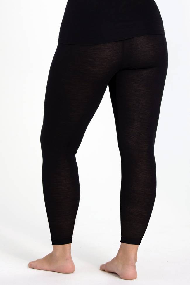 Merino Wool Footless Tights - Black