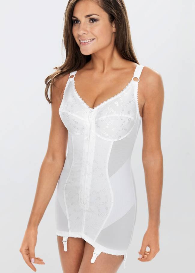 MISS MARY OF SWEDEN WHITE ZIP UP SUPPORT BODY SHAPER WITH KEEP FRESH FABRIC  3015 